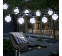 Outdoor Waterproof Solar Garden Crystal Ball Lights, 7M/23FT 50LED with 8 Modes Night Fairy String Lights Decoration, Suitable for Garden, Terrace,Camping, Party, Gazebo,Christmas (Cool White)