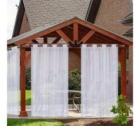 Outdoor Waterproof Voile Canopy - Set of 2 Transparent Curtains with Grommets Modern Light Filtering Shade for Pergola Patio Garden Decor 132cm x Height