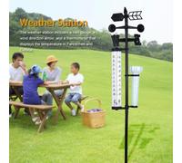 Outdoor Weather Station with Thermometer Rain Gauge Wind Direction Indicator Gar