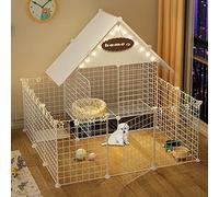Outdoor Weatherproof Collapsible Dog Crate - Metal Dog Kennels With Roof & Pull-Out Tray, Ideal Pet House For Small Dogs, Puppies, And Rabbits - Versatile Pet Fence & Cage,White-43.7
