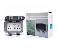 Outdoor Weatherproof Double Switched Socket with USB-A & USB-C - 1 Pack | 2 Gang IP66 Waterproof External Power Outlet for Garden, Garage & Outdoor Use