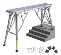 Outdoor Weatherproof Folding Scaffolding Platform, Heavy Duty Adjustable Height Portable Work Platform, Durable Scaffold for Exterior Construction & Yard Projects