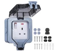 Outdoor Weatherproof Wall Socket Box, 13A Single Outdoor Sockets Waterproof Sockets for Garden&External Electrical Outlet, Grey