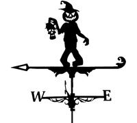 Outdoor WeatherVanes,Wind Direction Indicator Skull Cape Metal Weather Vanes Car Elephant Giraffe Cormorant Crow Shape Weathercock,for Garden wind vane Roof Courtyard Decoration,A(