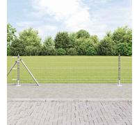 Outdoor Welded Wire Fence Panel Set Silver 50x0.6m Galvanised Steel Mesh Durable