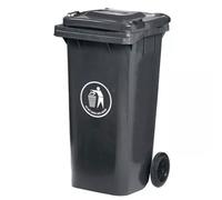 DUAS Outdoor Wheelie Bin Trash Can Large 100L & 120L EN840 Certified Rubbish Waste Dustbin with Lid, Rubber Wheels, and Steel Axle - Durable for Home Workplace and Commercial Use (Black, 120L)