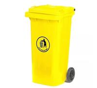 Outdoor Wheelie Bin Trash Can Large 100L & 120L EN840 Certified Rubbish Waste Dustbin with Lid, Rubber Wheels, and Steel Axle - Durable for Home Workplace and Commercial Use (Yellow, 120L)