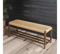 Outdoor Wicker Storage Bench - 2-Seat Patio Furniture for Garden, Porch, Living Room & Bedroom - Stylish & Functional, Perfect for Home & Outdoor Use