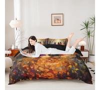 Outdoor Wild Trees Bedding Set Super King Size,Maple Leaves Duvet Cover for Teens Adults,Halloween Witch Comforter Cover(Not Comforter) Decorative Room with 2 Pillowcases