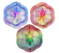 Outdoor Wind Spinner | 3 Wind Spinners | Hexagon Bird Repelling Wind Spinner,Reflective Wind Spinners Sun Catchers for Indoor Outdoor Garden Decoration Crafts, Hanging Art Ornaments