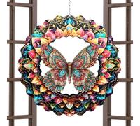 Outdoor Wind Spinners - Metal Butterfly Sculptures, Artistic Hanging Ornament, Butterfly Shape Rotating with 3D Kinetic Effect | Holiday Yard Decoration, Patio, Lawn, Comp