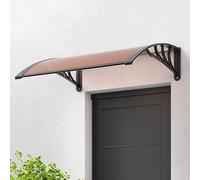 Outdoor Window Awning Canopy for Front Door Brown Transparent Shade with Black Bracket UPF 50+ UV Protection Rain Shield 100x280cm (39x110in)