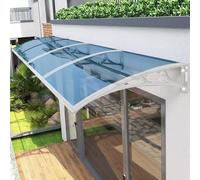 Outdoor Window Awnings 24x110 in - White and Blue Porch Canopy with Steel Bracket Kit, Complete Patio Awning for Decks & Patios, Weather-Resistant Shade Solution