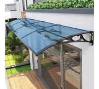 Outdoor Window Awnings 32x102 in Complete Patio Awning Kit with Plastic Steel Brackets Black Frame & Blue Canopy Ideal for Decks & Porches WeatherResistant Protection
