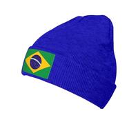 Outdoor Windproof Brazil Flag Pattern Brimless Foldover Beanie Unisex Thermal Hat for Ski Running Cycling Soft Stretchy Comfortable Multi-Scenario Use Cold Weather Cap