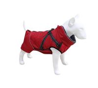 Outdoor Windproof Waterproof Dog Jacket With Harness Reflective Fleece Warm Bulldog Shiba Inu Chihuahua Pug Coat Clothing,Red,XL