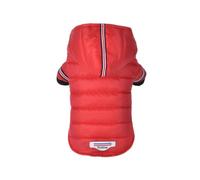 Outdoor Windproof Waterproof Pet Jacket Winter Warm Cold-Proof Reflective Hooded Dog Jacket For Teddy Shiba Inu Pug,Red,XL