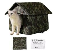 Outdoor Winter Cat Bed - Foldable Waterproof, Windproof Insulated Cat Bed | Heated Pet Cabin Closed with Ground for FR Protection