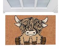 Outdoor Winter Door Mats - Highlands Cattle Design, Quick-Drying Polyester Rug, Non-Slip Decorative Doormat | Farm Gift for Family, Friends,