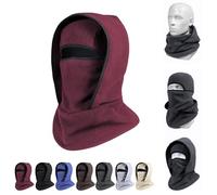 Outdoor Winter Warm Hat Neckband Integrated Cycling Mask Sports, 3-in-1 Windproof Cold One-Piece Pullover Cap (Red)