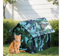 Outdoor Winterproof Cat House with Door Flap, Insulated Waterproof Cat Shelter with Removable Cushion, Portable Warm Cat Cave for Outdoor Garden Patio Use, All-Weather (Blue, M=40x35x40cm)