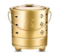 Outdoor with Lid & Handle - 48x48x48cm Gold Fire Cage for Burning Trash, Leaves, Paper - Durable Waste Disposal Solution for Courtyards & Gardens