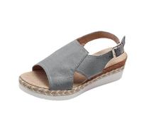 Outdoor Women’s Stylish Thick Platform Sandals With Open Toe Edge Rome Design For Summer Everyday Wear Holiday Women Sandal Trekking Shoes Walking Lightweight Comfortable Beach (Grey, 4)