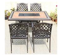 Outdoor Wood Burning Fire Pit with Grill and Dining Set, Waterproof & Rust-Resistant for Patio, Backyard, and Garden