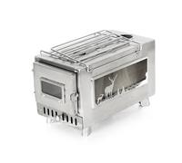 Outdoor Wood Burning Stove, Stainless Steel Camping Tent Stove with Chimney Pipe, Portable for Cooking, Ideal for Camping, Stainless Steel, 15 * 21.5 * 13.6in, 17.2lbs