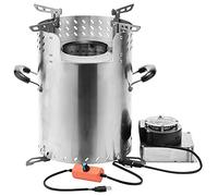 Outdoor Wood Burning Stove, Tent Stove with External Blower and Grill, Winter Camping Heater for Cooking, Hiking and Fishing