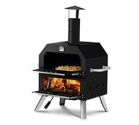 Outdoor Wood Fired Pizza Oven 2-Layer with Stone & Cooking Rack | Removable Cooking Rack, Camping & Backyard BBQ, Wood Fired, Pizza Stone Included, Outside Pizza Maker