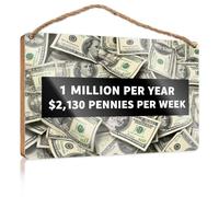 Outdoor Wood Plaque Porch Signs $2,130 Per W or 1 Million Per Year Plaque for Front Door Restroom Decor(23X35CM)