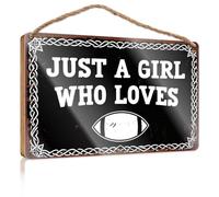Outdoor Wood Plaque Porch Signs Just A Girl Who Loves Football. Summer Wood Hanging Posters For Boys Room(23X35CM)