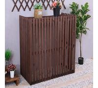 Outdoor Wood Privacy Screen - Freestanding Sound Barrier Divider, Decorative Garden Panels for Patio, Balcony, Backyard, Porch, Pool, Planter - Enhance Your Outdoor Space