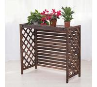 Outdoor Wooden Air Conditioner Privacy Fence Screen Brown Decorative A/C Cover Garden Privacy Panels for Outdoor Use Wooden Ac Covers for Enhanced Curb Appeal