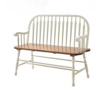 Outdoor Wooden Bench, Garden & Balcony Seating, Solid Wood Frame with Armrests & Backrest, Dowel Joint Structure, Perfect for Patios & Verandas, 300 Kg Capacity (White)