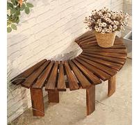 Outdoor Wooden Bench, Weatherproof Solid Slatted Seat, Fan-shaped Design for Park Porch Garden
