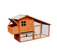 Outdoor Wooden Chicken Coop, Large Hen Cage Rabbit House, Bunny Hutch with Ventilation Door, Removable Ramp Garden Backyard Pet House