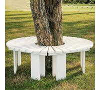 Outdoor Wooden Curved Bench Solid Wood Slatted Seat Backless Half-Round Design for Garden Park Patio Tree Seating Weather-Resistant Fur