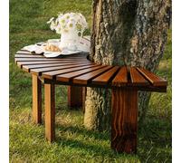 Outdoor Wooden Curved Bench - Solid Wood Slatted Seat Backless Half-Round Design for Garden Park Tree Seating - and Slish Patio Fur