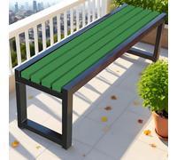 Outdoor Wooden Garden Bench, 2-3 Seater Patio Seating, Weather-Resistant Park Bench without Backrest, 120cm Green/Black, Perfect for Gardens and Patios