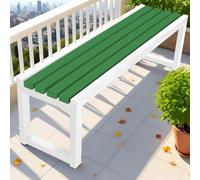 Outdoor Wooden Garden Bench, 2-3 Seater Patio Seating, Weather-Resistant Park Bench Without Backrest, Durable Garden Furniture 120cm (Green/White)