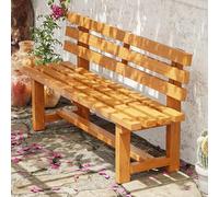 Outdoor Wooden Garden Bench, Heavy-Duty 600kg Capacity, Perfect for Patio, Courtyard, Veranda & Park, Reinforced Cross Structure, Beige, 180x38x79cm (71x15x31in)