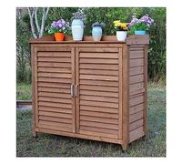 Outdoor Wooden Garden Storage CabinetWaterproof & Sunproof Shoe Rack for Garden Balcony AisleLarge Tool Organizer & Spacious Locker (Color: BrownA)