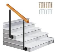 Outdoor Wooden Handrail，External Stair Railing Adjustable Transitional Staircase Handrail Picket Fits 2-3 Steps Stair Hand Rail Bannister Kit for Villa Loft Entryway(Height 85cm,90