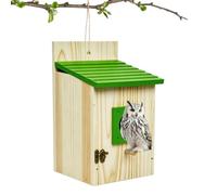 Outdoor Wooden Owl House - Weatherproof Ventilated Bird Nesting Box | Rainproof 9.4" X 5.5" Wooden Nesting Box For Wild Owls & Birds. Durable Hanging Shelter For Garden, Patio, Tree & Backyard