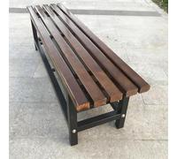 Outdoor Wooden Park Bench with Cast Iron Legs Timeless Garden Seating Durable Slatted Design Storage Underneath Brown Finish 200x37x45cm (78.7x14.6x17.7in)