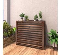 Outdoor Wooden Privacy Fence Panels for Air Conditioning Cover Rustic Shutter Design Multi-Functional Plant Display Stand 110x50x145cm for Indoor & Outdoor Decor.
