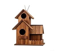 Outdoor Wooden Squirrel Feeder with Roof, Tree Mounted Wildlife House for Backyard, Weatherproof Animal Feeder and Garden Nut Dispenser Station(3-bedroom)
