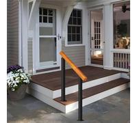 Outdoor Wooden Stair Railing with Adjustable Angle Posts for Steps - Wrought Iron Guardrail for House Entrances and Villas - 85cm Height
